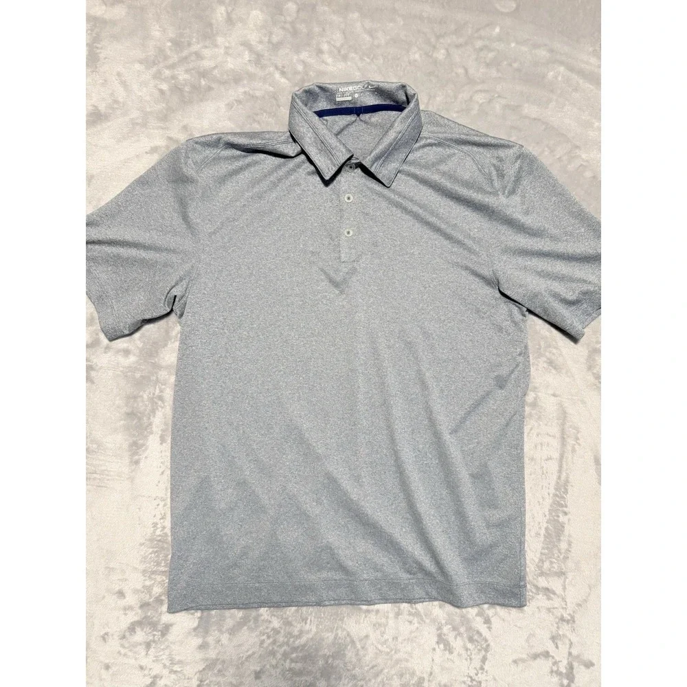 Nike Polo Shirt Mens Medium Blue Dri-FIT Golf Performance Tech Victory